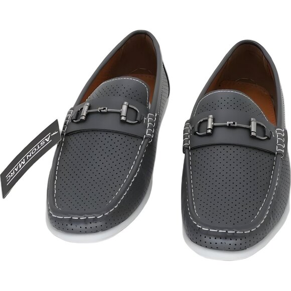 Aston Marc Men\'s Perforated Driving Loafers Gray US 12 M